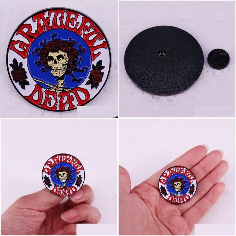 Grateful Dead Rock band badge metal brooch clothing backpack with rock music Cute Anime Movies Games Hard Enamel Pins Collect Metal Cartoon