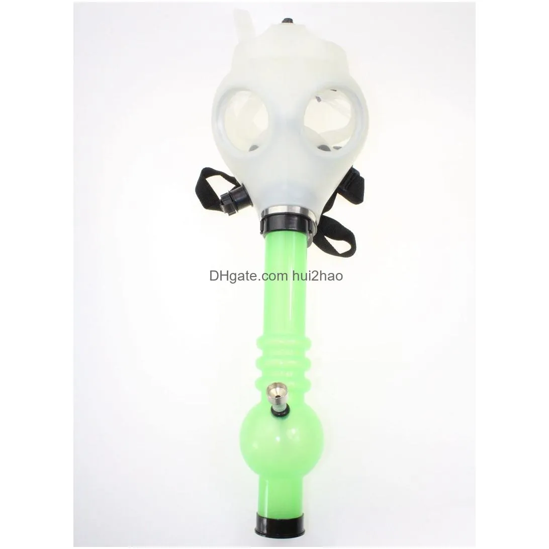 gas mask bong both glow in the dark water shisha acrylic smoking pipe sillicone hookah tobacco tubes wholesale