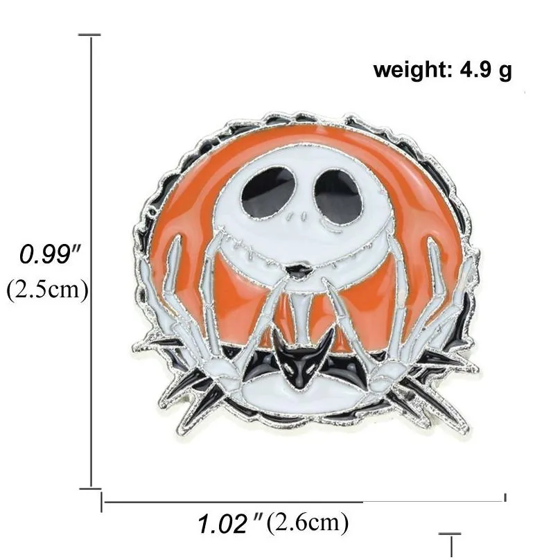 Fashion Jewelry The Nightmare Before Christmas Brooch Jack and Sally Skull Exquisite Brooch Pin Punk Lover Halloween Gifts