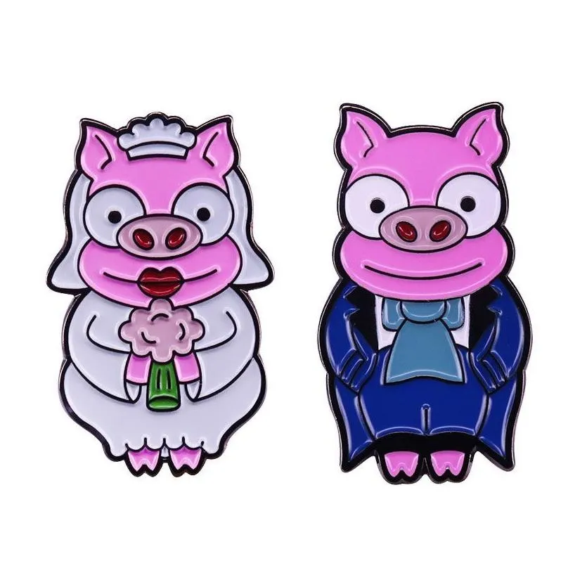 Cute Pig Hard Enamel Pins Collect Funny Animal Metal Cartoon Brooch Backpack Collar Lapel Badges Men Women Fashion Jewelry Gifts