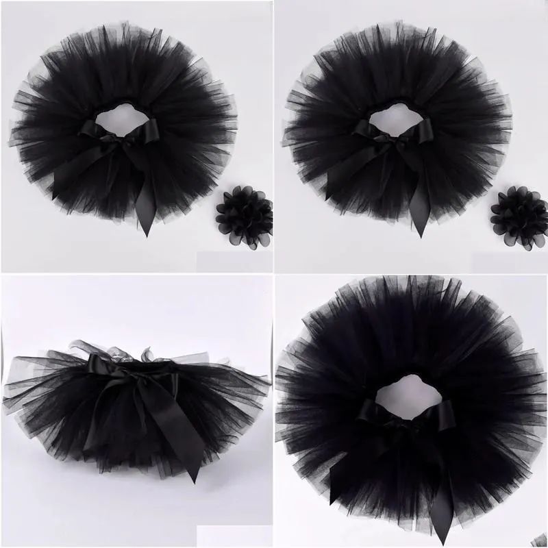 Skirts Skirts Black Baby Girls Fluffy Tutu Skirt Headband Set Born Po Prop Costume Infant Birthday Tle Tutus Outfit For 0-12M 231013 D Dhnjx