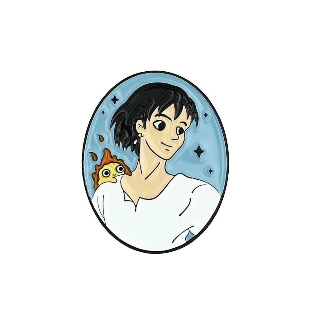 Japanese Howls Moving Castle childhood pin faceless man Cute Anime Movies Games Hard Enamel Pins Collect Metal Cartoon Brooch Backpack Hat Bag Collar Lapel