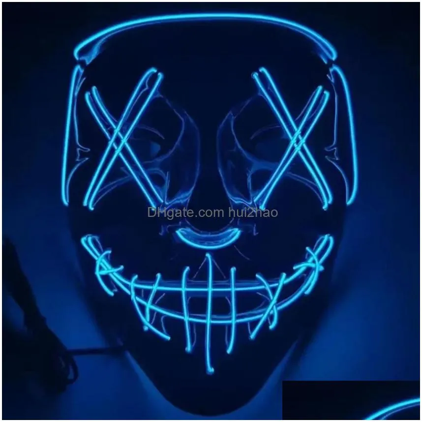 led glow black v-shaped mask cold light halloween mask ghost step dance glow fun election year festival role playing clothing supplies party
