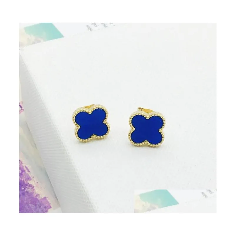 Fashion Vintage 4/Four Leaf Clover Desinger Earrings Silver 18K Gold Plated for Women Titanium Stainless Steel Wedding Jewelry Gift