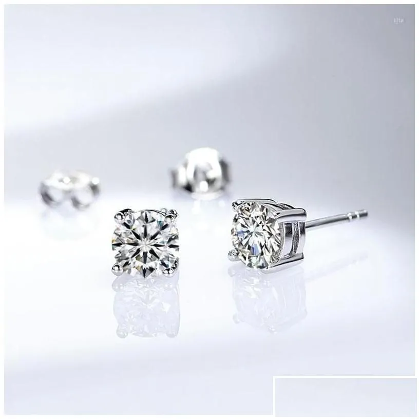 Jewelry Stud Earrings Onelaugh 925 Sterling Sier Diamond For Women Total 1.0Ct D Color Gra Mossanite Gem Wedding Jewelery Gift Drop