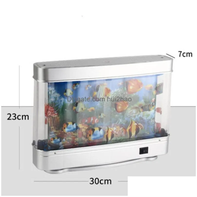 aquariums simulation ornamental fish tank lamp aquarium sea view small table home night decoration desktop 230923