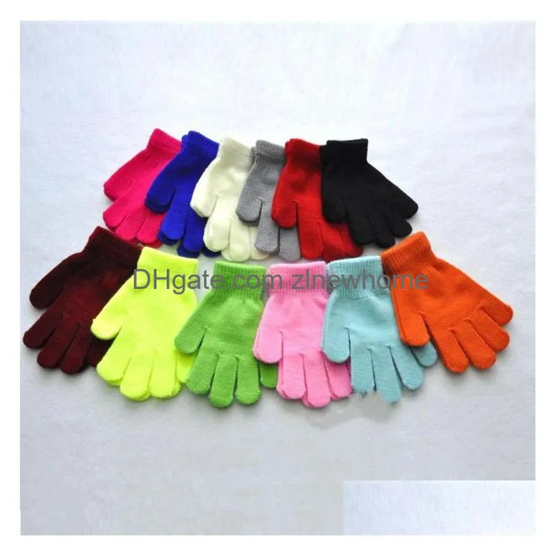 Party Favor Party Favor Children Winter Gloves Solid Candy Color Boy Girl Kids Warm Knitted Finger Mitten Student Outdoor Glove 150Pcs Dhleh
