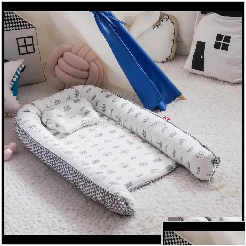 Baby Cribs Cribs 8853Cm Nest With Pillow Portable Crib Travel Infant Toddler Cotton Cradle For Born Baby Bed Bassinet Bumper Lj200818 Dhfsg