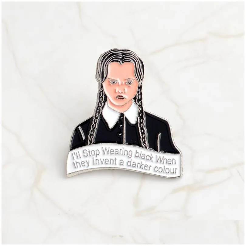 Addams family Pin Hard Enamel pin Wednesday Darker Colour Lapel Brooches Creative icons jewelry Button Badges Gift for fans