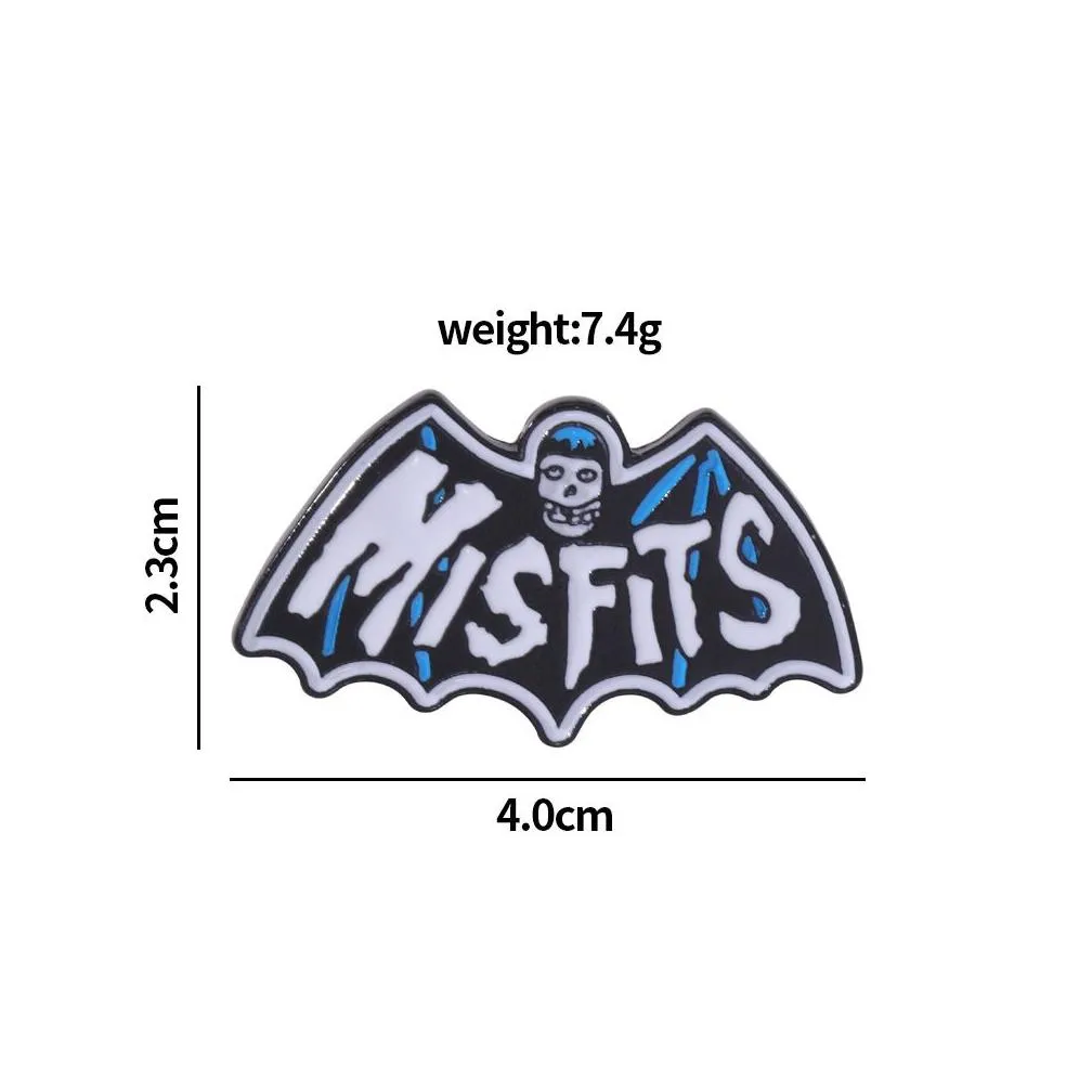 Cartoon Accessories Punk Misfits Bat Fiend Rock Band Brooch Pins Enamel Metal Badges Lapel Pin Brooches Jackets Jeans Fashion Jewelry Dh8Up