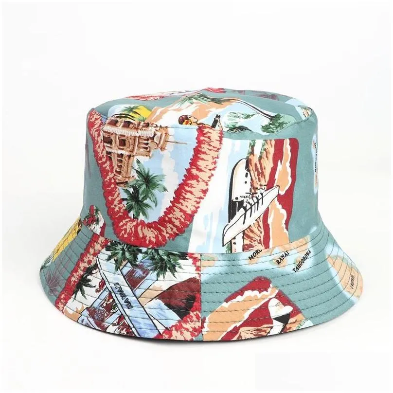 Caps & Hats Flower Bucket Hat Fisherman Sunshade Hats Sunsn Basin Cap Fashion Double-Sided Wear Bonnet Tourism Beach Travel Wide Brim Otnzc