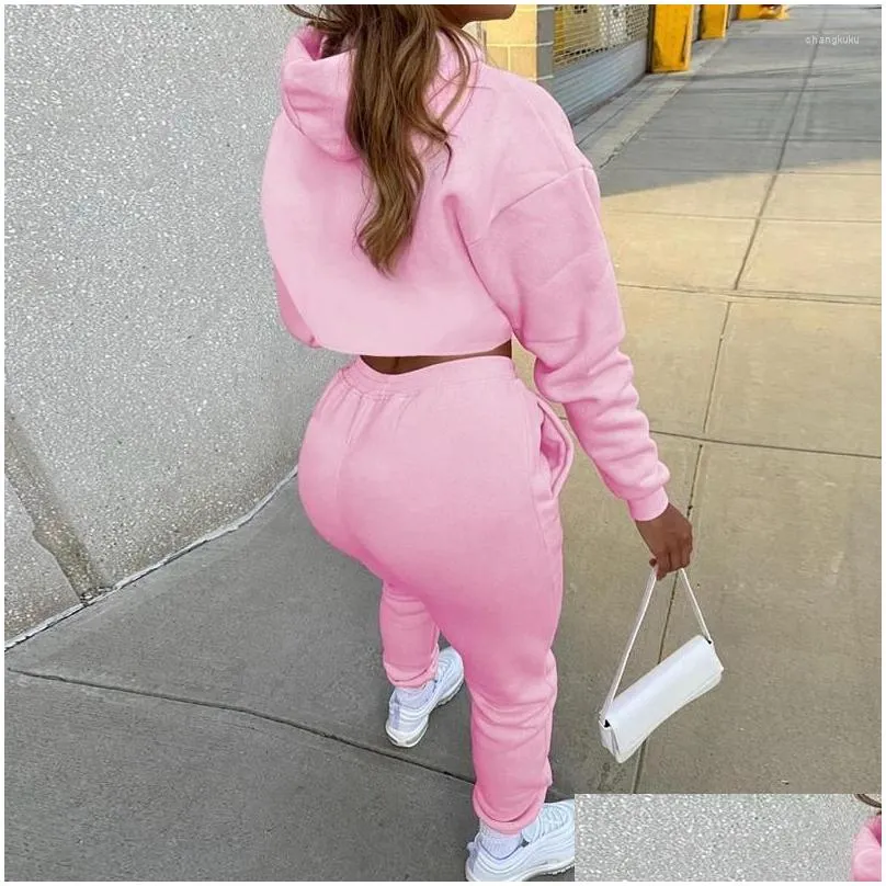 Women`s Pants Autumn Fashion Ladies 3Pcs Sport Suit Women Casual Tracksuit Fleece Long Sleeve Pullover Top Hoodie Tanks Jogger Outfit