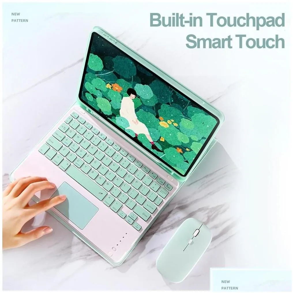 Tablet Pc Cases Bags Suitable For Ipad8 Ipad Air3 105 Wireless Keyboard 102 Case With Pen Slot And Mouse6779234 Drop Delivery Computer