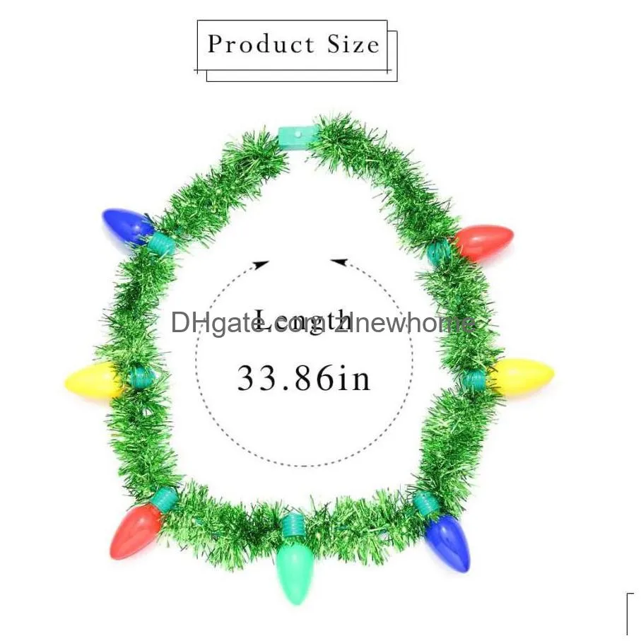 Christmas Tinsel Lights Garland Necklaces Colorf Led Bbs New Year Eve Party Favor Supplies Accessories For Kids Adts Women Xmas Holida Dhoge