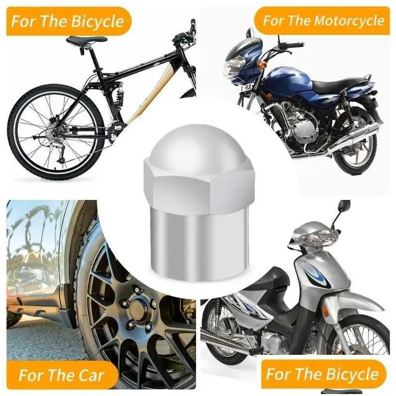 Car Tire Valve Caps Silver Round Head Chrome Plating Dust Proof Covers Cars Motorcycles Bike Tyre Styling Cap Accessories