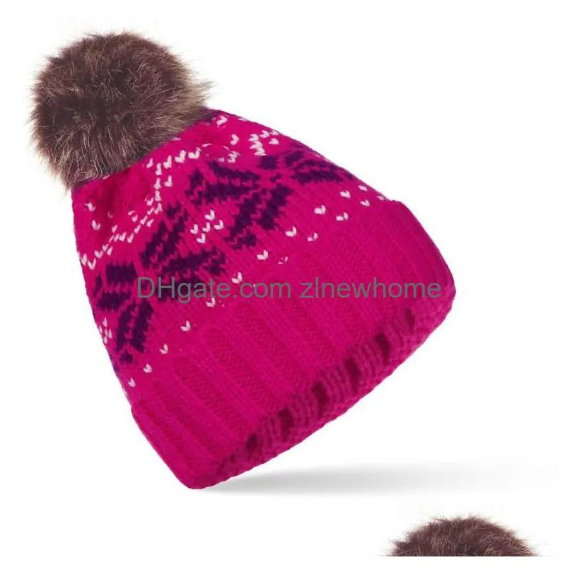 Holiday Pom-Pom Beanies Women Men Warm Winter Soft Knit Hat Chrsitmas New Year Caps Drop Delivery Dhy3K