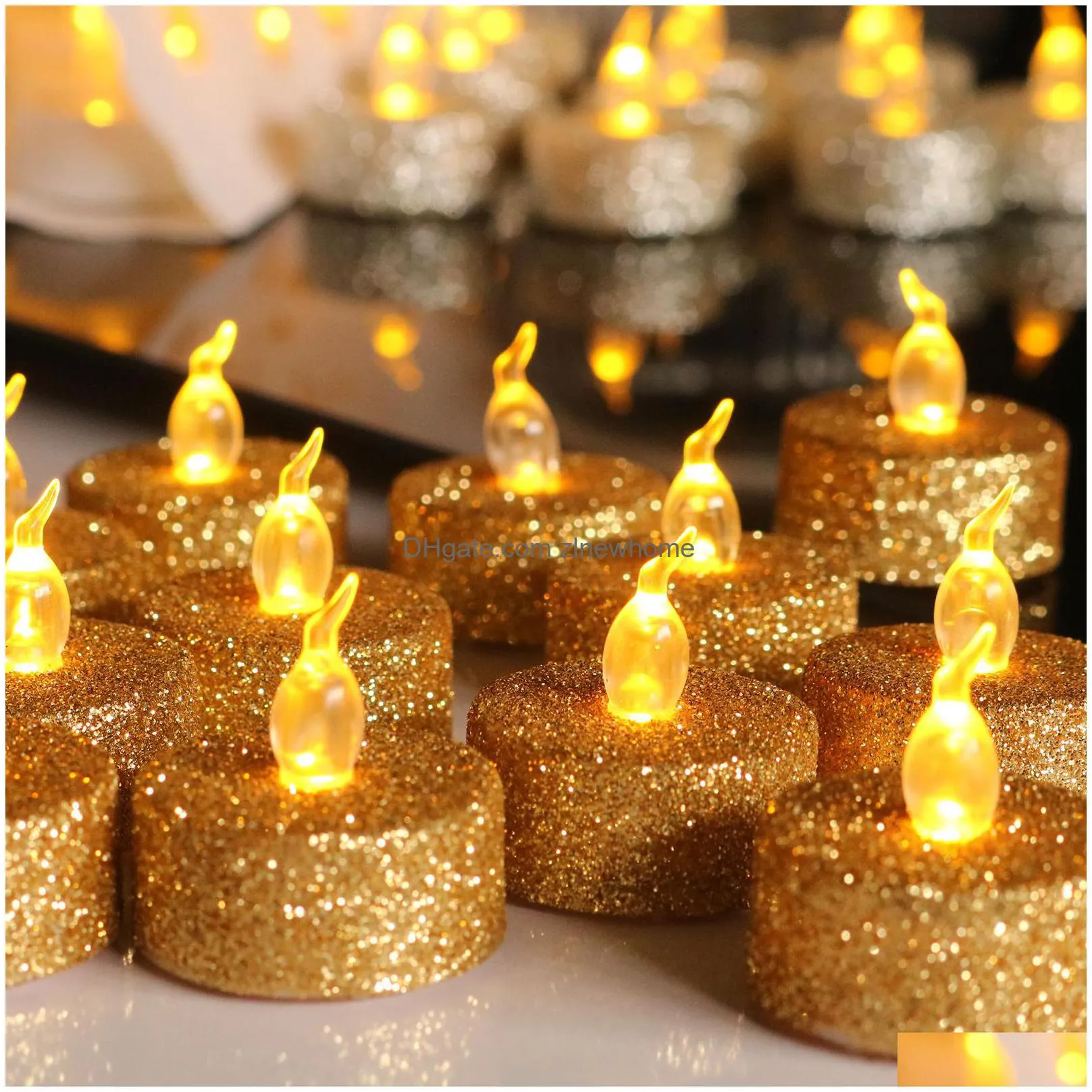 Party Decoration Led Flameless Candle Light Powder Appearance Soft Home Wedding Birthday Battery 5Color Drop Delivery Dhxep