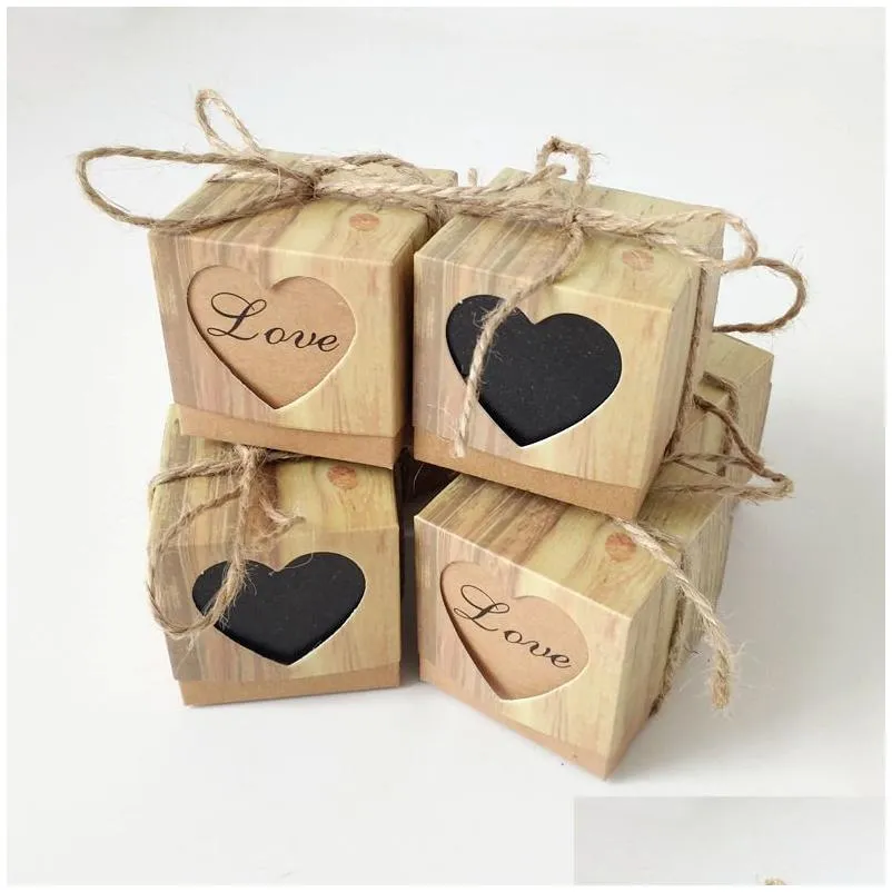 500pcs gift wrap kraft paper hollow out love heart favor gift box wedding birthday party handmade soap jewelry candy packaging boxes