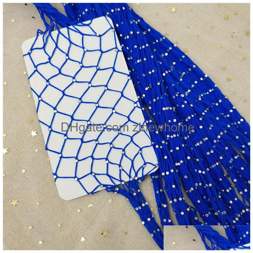 Fashion Y Women Crystal Stockings Rhinestone Fishnet Net Hollow Out Mesh Stocking Stretch Over Knee High Tights Drop Delivery Dhqyr