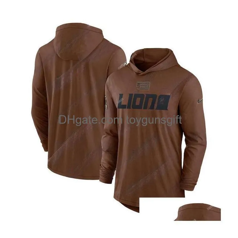 Men Women Youth Detroitlionshoodies 2023 Brown Salute To Servicenflfootball Plover Performance Fl-Zip Hoodies Black Gray Drop Delivery Dhggb