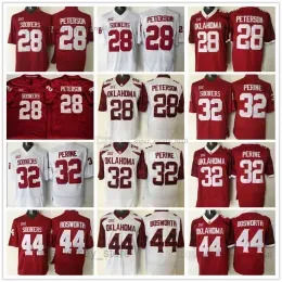 NCAA Oklahoma Sooners College Football Jerseys 44 Brian Bosworth 28 Adrian Peterson 32 Samaje Perine High Quality Stitched Jersey Red White