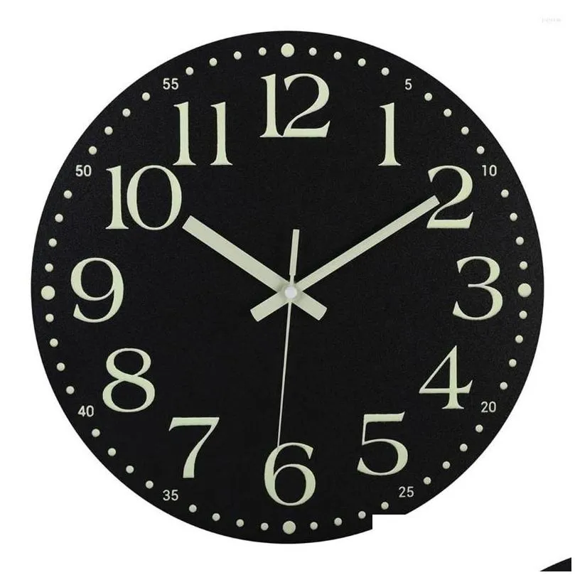 Wall Clocks Wall Clocks Luminous Cloc 12 Inch Silent Non-Ticking Battery Operated Clock Lighted Decoration For Bedroom Drop Delivery H Otluk