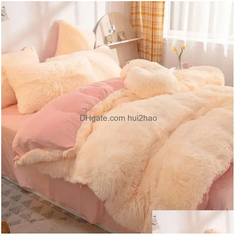bedding sets luxury duvet coversuper long wool shaggy soft coral fleece warm cozy bedding set mink velvet quilt cover bedspread blanket