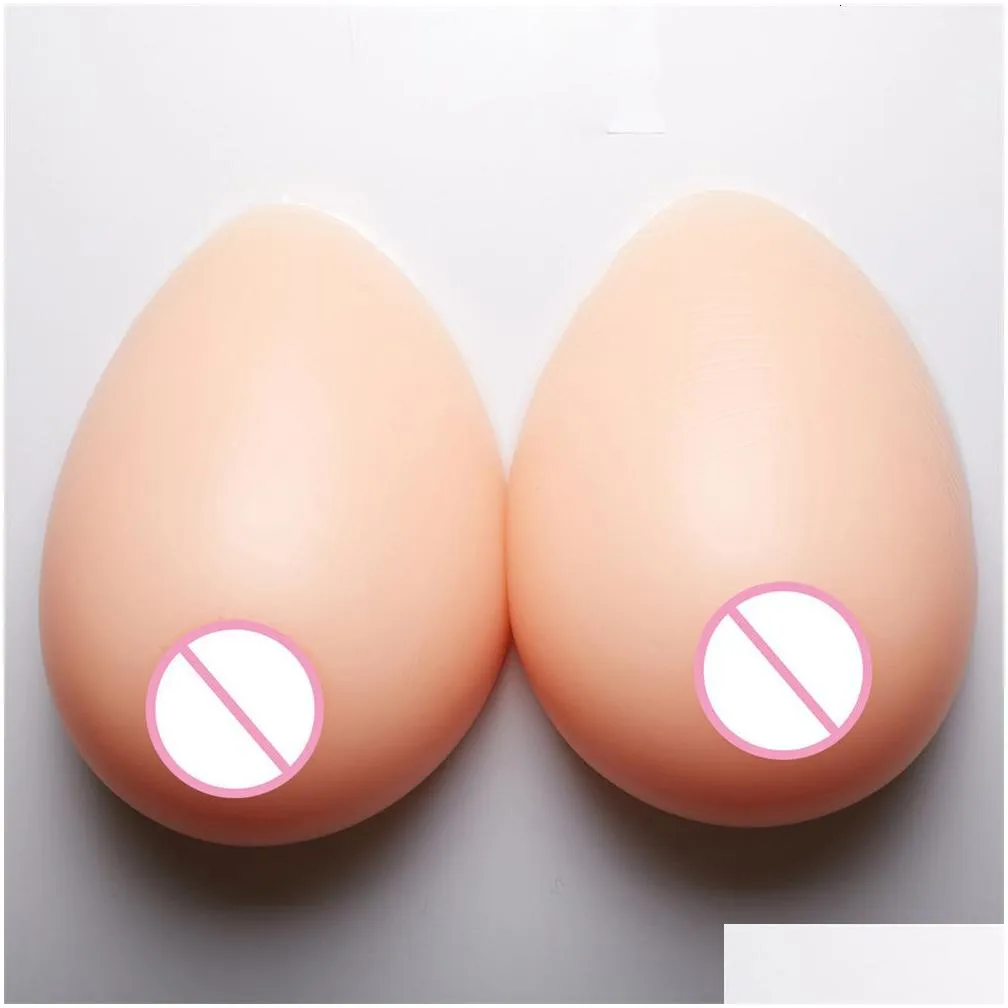 Breast Form 2PC Realistic Shemale Fake Boobs False Breast Forms Crossdresser Boobs Silicone Adhesive Breast Tits For Drag Queen Crossdresser
