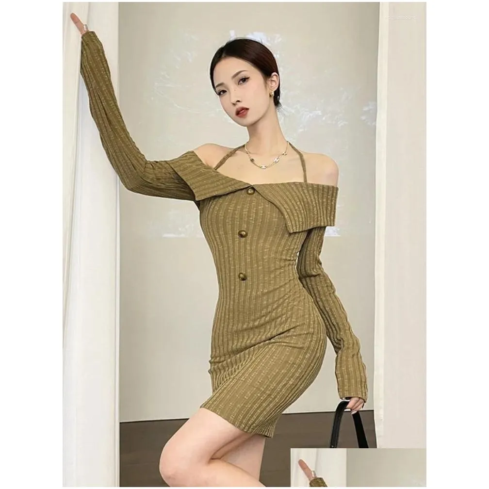 Women`s Tanks Neck Lacing Women Clothing Camis Slight Strech Streetwear Patchwork Sexy Dress Wrap-Around Slim Long Sleeves Outfits
