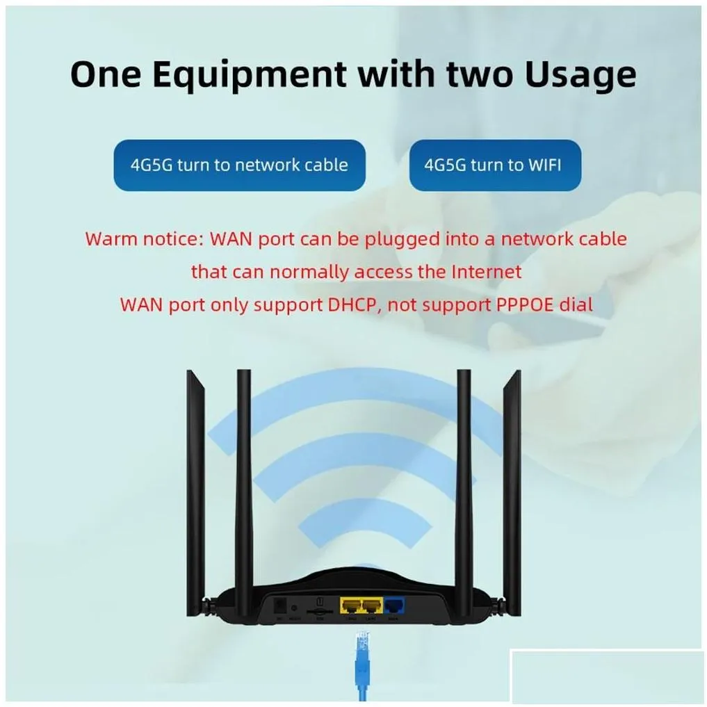 Routers 4G Lte Wifi Router 300Ms 3Lan Vpn Cpe Wireless Modem 5G Mifi Sim Card With 4 Antenna Portable Network For 32 Users 230808 Drop