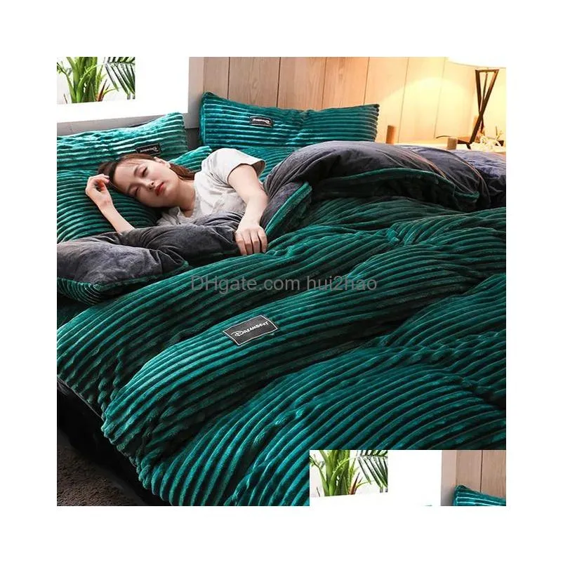bedding sets solid color bedding for adults and children coral velvet duvet cover for bedding room home bedroom warmth set for washable