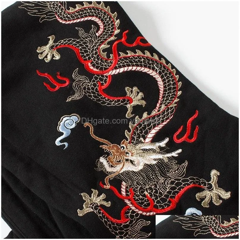  mens hoodies chinese dragon embroidery retro men streetwear letter hoodie man womens hooded hoody high street pullover sweatshirt