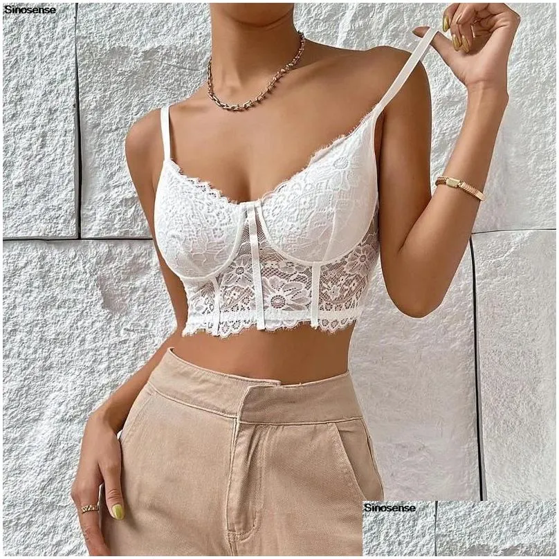 Women`s Tanks Floral Lace Bustier Crop Top Spaghetti Strap Y2K Going Out Slimming Cami Sexy Adjustable Camisole Tank