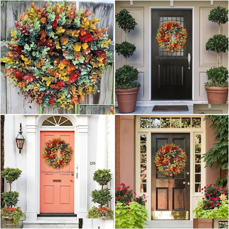 christmas decorations artificial plants autumn eucalyptus wreaths background wall window wedding party year for home garden 231018