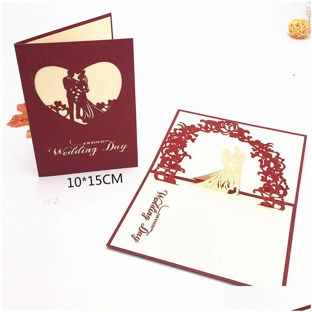 valentine day wedding cards invitations delicacy gift handmade creative 3d cards up gift customizable 10x15cm dhs