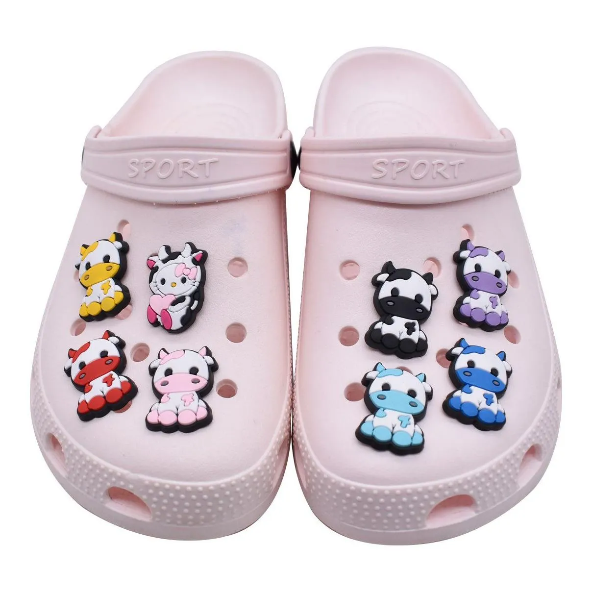 Anime charms wholesale childhood memories milk cows funny gift cartoon charms shoe accessories pvc decoration buckle soft rubber clog
