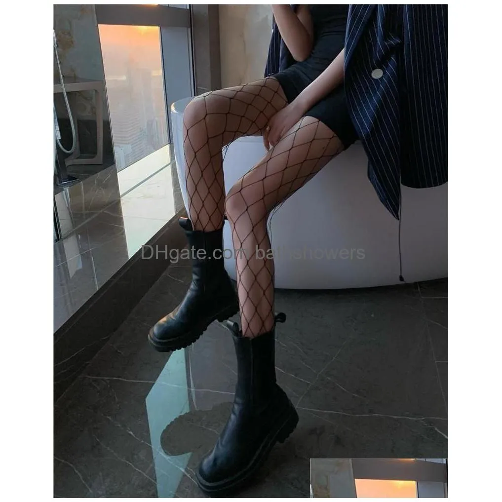 Y Womens Socks Long Fishnet Stockings Fish Net Pantyhose Mesh Nylon Tights Lingerie Skin Thigh High Stocking Drop Delivery Dhoje