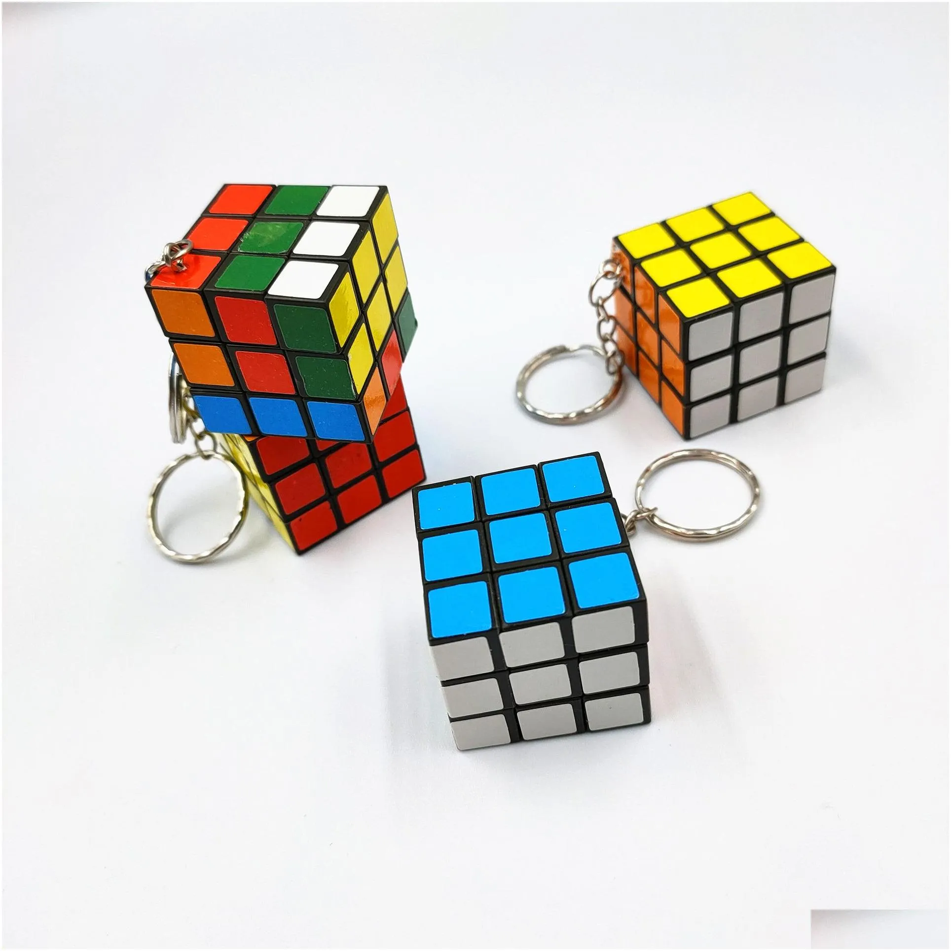 Keychains & Lanyards Magic Cube Keychain Funny Hyperbole Puzzle S Charms Pendant Key Ring Fashion Jewelry Gift Size Is Drop Delivery F Otuvn