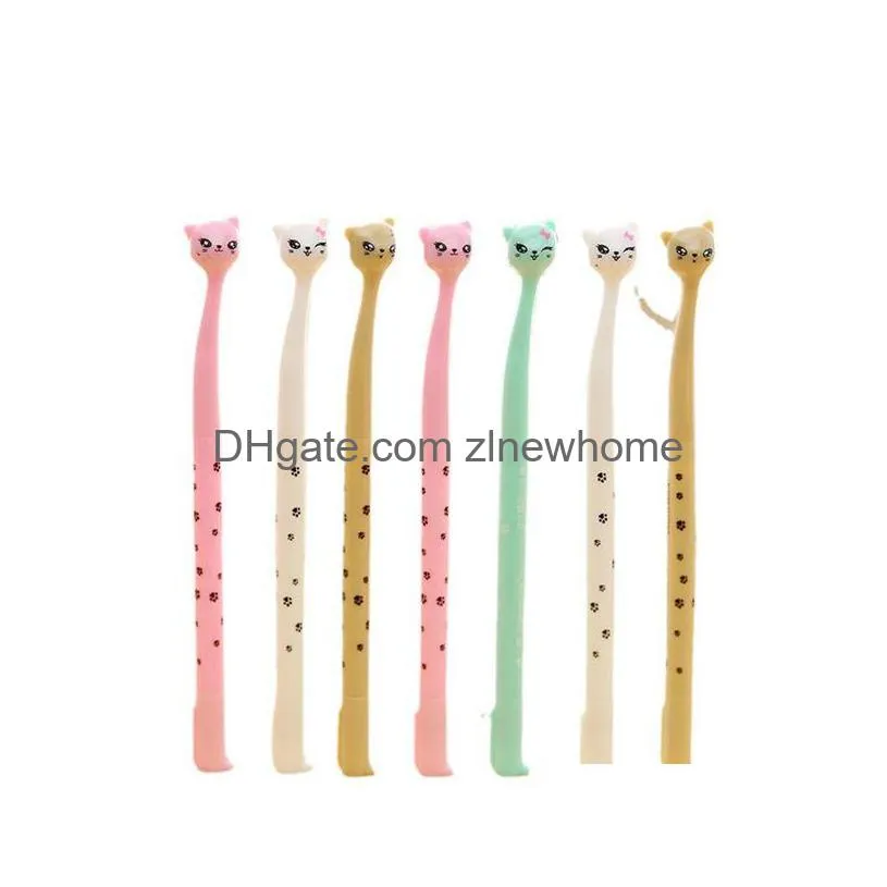 Gel Pens Wholesale Gel Pens 100 Pcs Creative Stationery Cute Cat Neutral Pen Learn Cartoon Quality Signature Kawaii School Supplies Dr Dhdzs