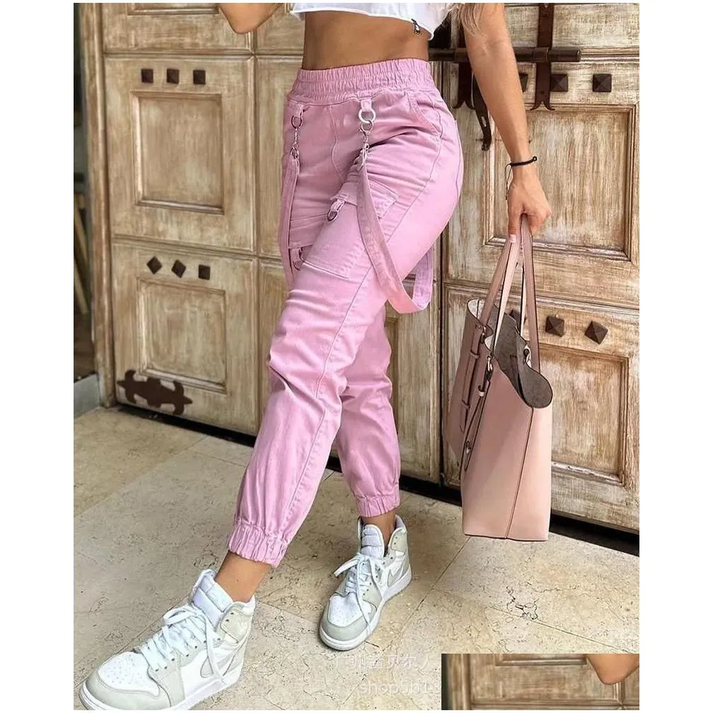 Women`s Pants Vintage Wide Leg Trousers Pink Streetwear Casual Cargo Joggers Sweatpants Summer Clothes Y2K Fashion 2023