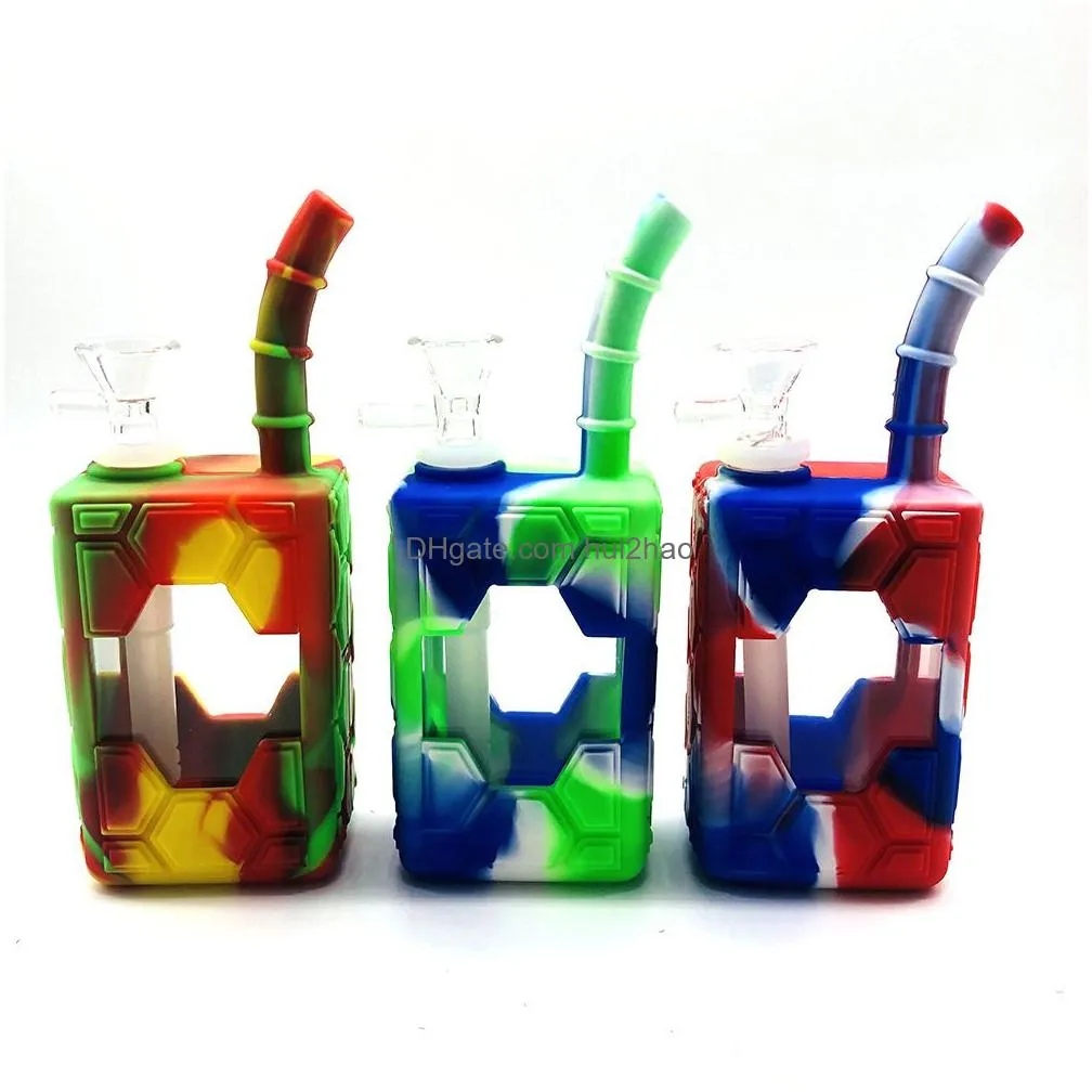 printed silicone bong smoking oil bubbler pipes burner bowl ball and dry herb tobacco wax smoke hand pipe