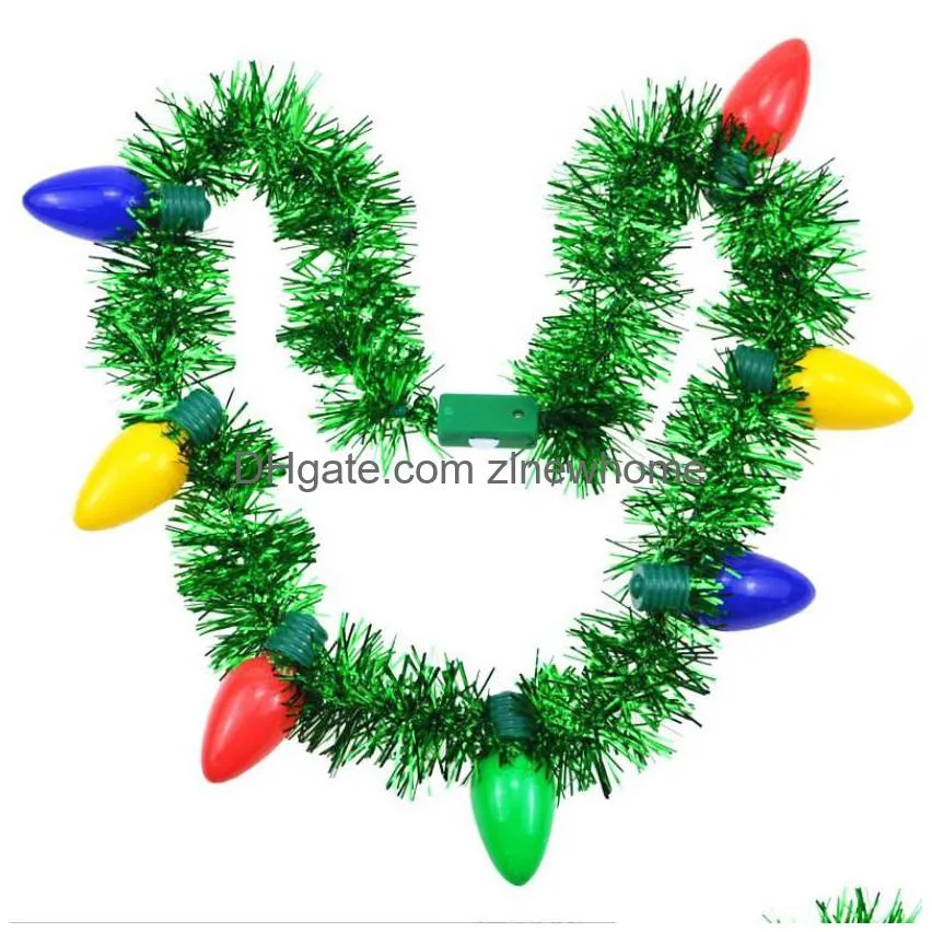 Christmas Tinsel Lights Garland Necklaces Colorf Led Bbs New Year Eve Party Favor Supplies Accessories For Kids Adts Women Xmas Holida Dhoge
