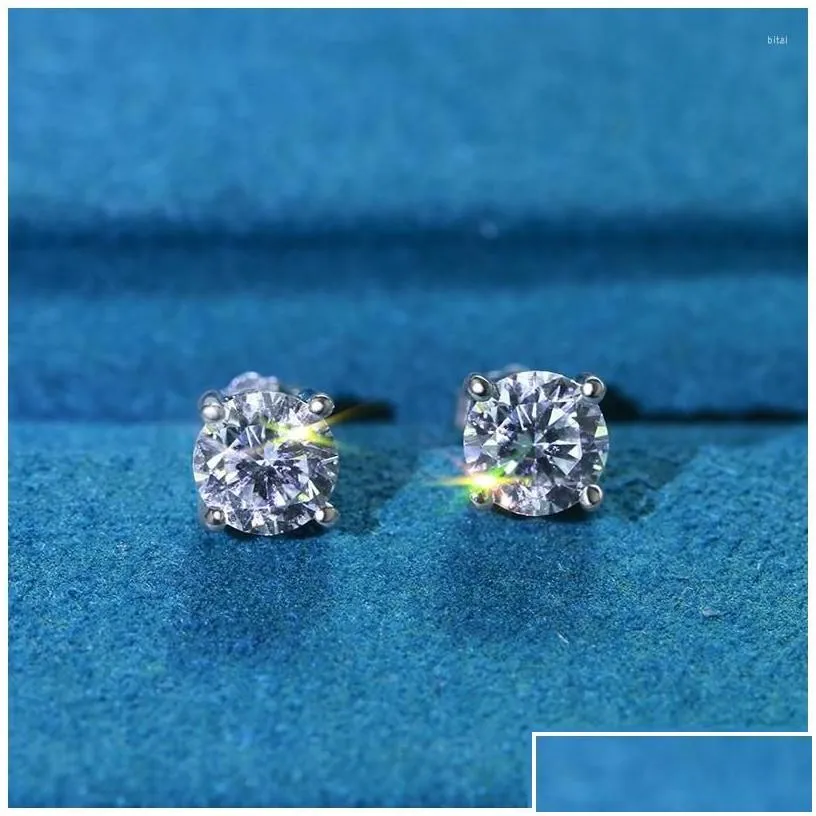 Jewelry Stud Earrings Onelaugh 925 Sterling Sier Diamond For Women Total 1.0Ct D Color Gra Mossanite Gem Wedding Jewelery Gift Drop