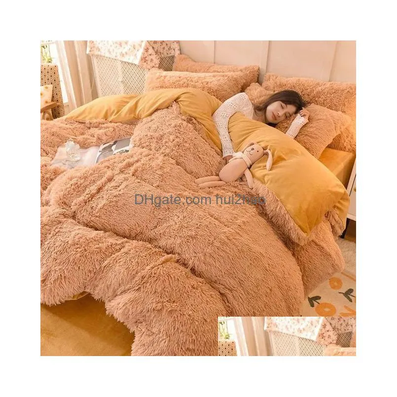 bedding sets luxury winter warm duvet cover mink velvet queen king quilt covers coral fleece grey comforter case blanket bedspread bedding
