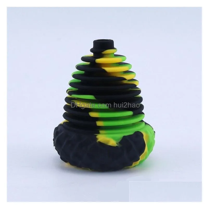 cone silicone glass water bong pine cone smoking pipe portable smoke pipes glass bowl oil burner wax rig 62mm tobacco hookah