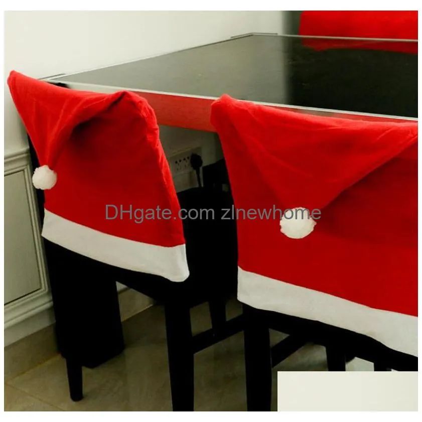 Christmas Chair Ers Santa Claus Hat Dining Slipers Xmas Party Room Holiday Banquet Decoration Drop Delivery Dhgl3