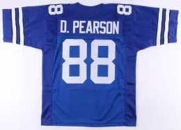 Retro custom Football Jerseys Sewn Stitched #88 Drew Pearson Blue MITCHELL NESS Men`s Rugby Jersey