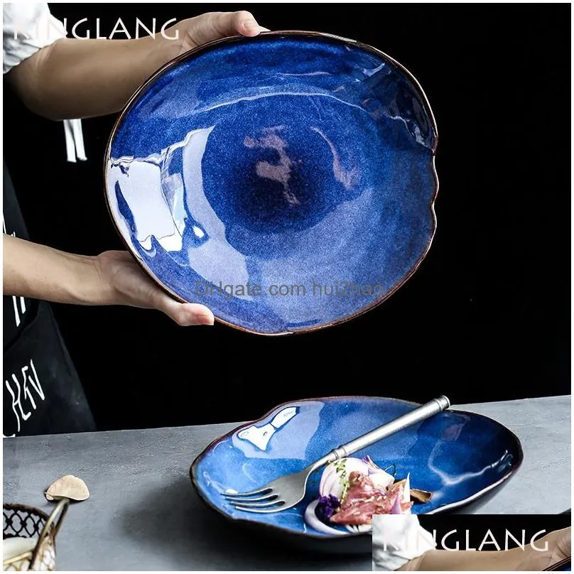 dishes plates kinglang 1pcs nordic ceramic household pottery irregular salad plate dish dinnerware 230301