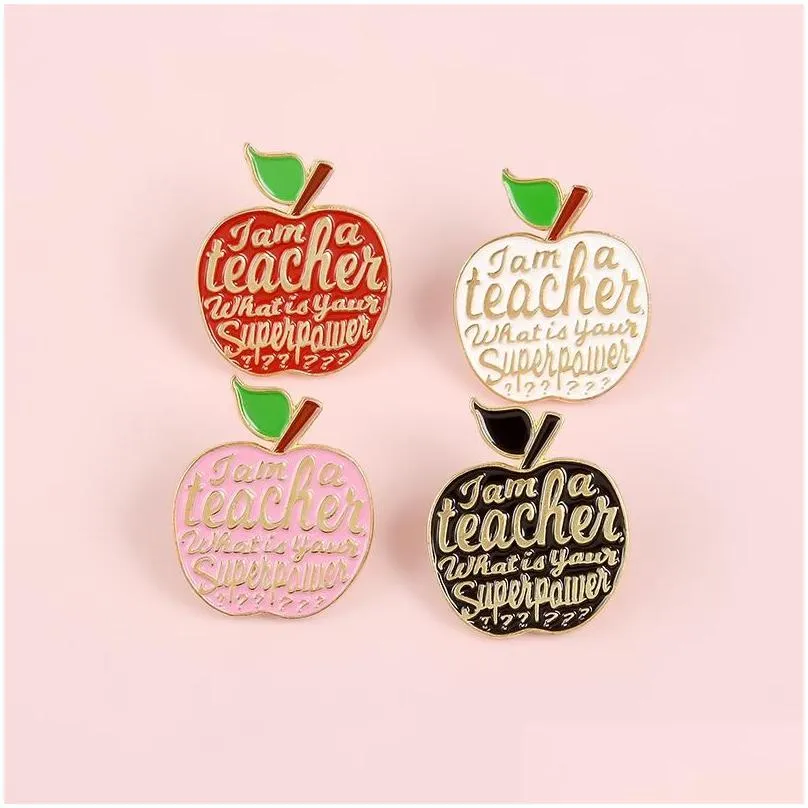 Cartoon Accessories Red  Teacher Quote I Am A Badge Brooches Pink Enamel Pins Lapel Pin Badges Fruit Plant Jewelry Drop Delivery Dhswe