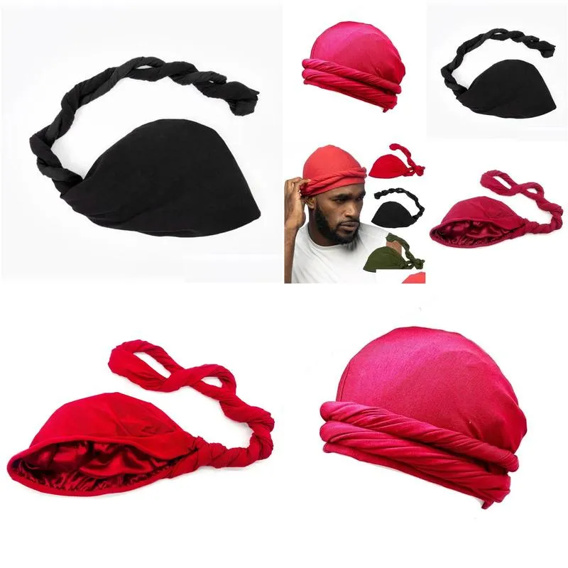 Caps & Hats 2023 New Turban For Women Men Head Wrap Soft Hats Braid Hair Er Headscarf Beanie Twisted Hijab Headwrap Drop Delivery Baby Otkm8